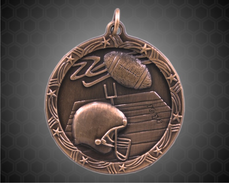 1 3/4 inch Bronze Football Shooting Star Medal