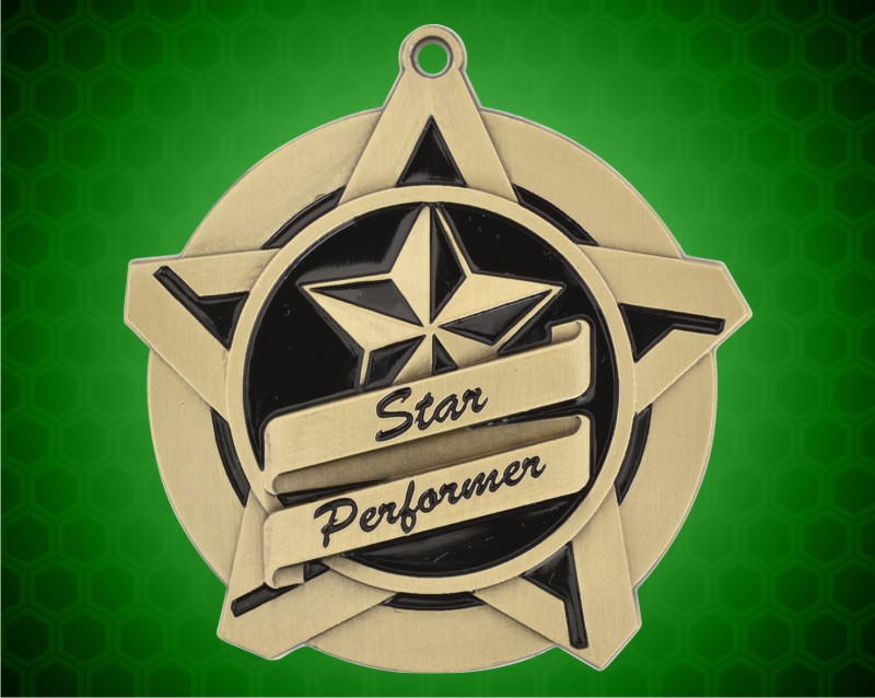 2 1/4 inch Gold Star Performer Super Star Medal