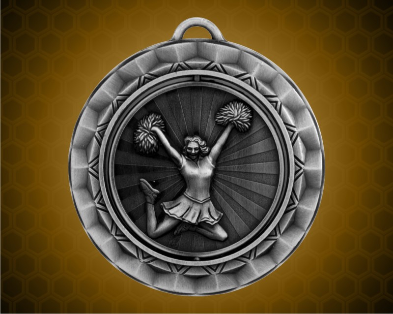 2 5/16 inch Silver Cheerleader Spinner Medal