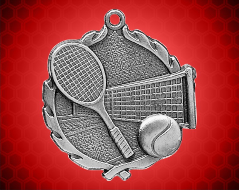1 3/4 inch Silver Tennis Wreath Medal