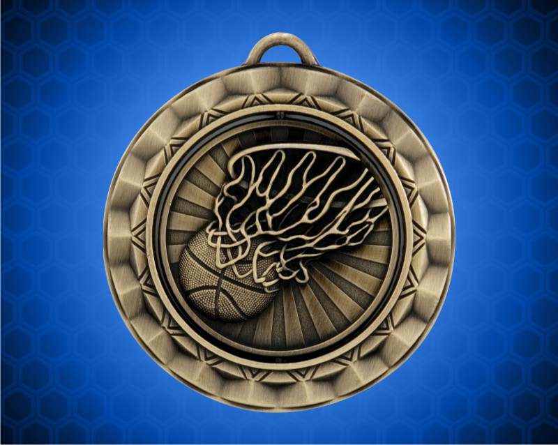 2 5/16 Inch Gold Basketball Spinner Medal