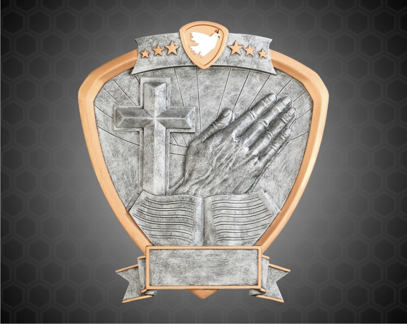 8" x 8 1/2" Religion Shield Resin