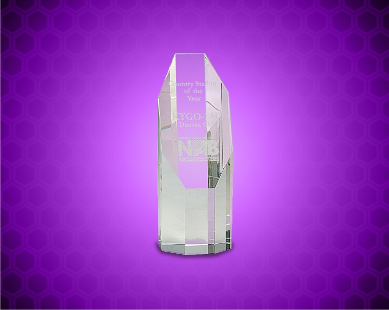 6 inch Clear Octagon Slant Top Crystal Tower