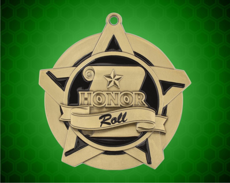 2 1/4 inch Gold Honor Roll Super Star Medal