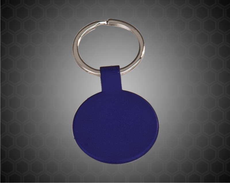 1 1/2" Blue Round Metal Key Chain