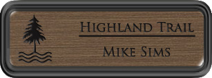 Framed Name Tag: Black Plastic (rounded corners) - Deep Bronze and Black Plastic Insert