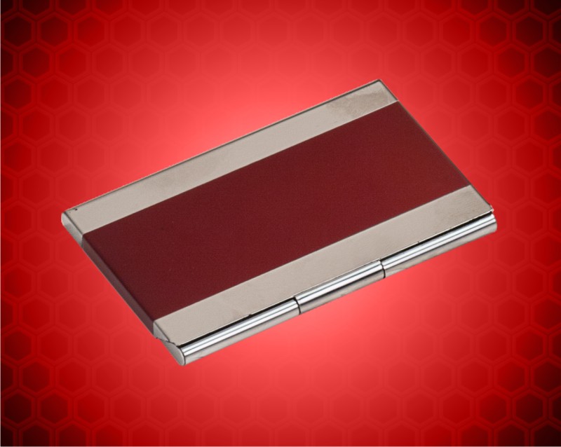 2 1/2" x 3 3/4" Red Metal Business Card Holder
