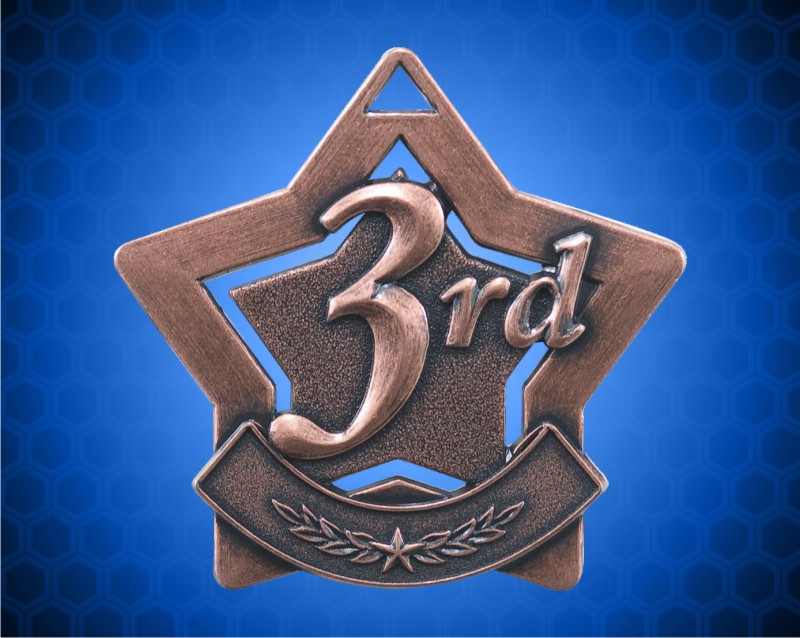 2 1/4 inch Bronze 3rd Place Star Medal