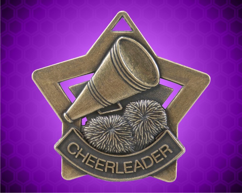 2 1/4 inch Gold Cheerleading Star Medal