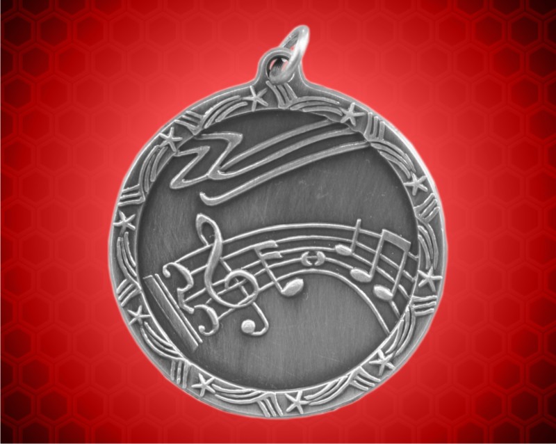 1 3/4 inch Silver Music Shooting Star Medal