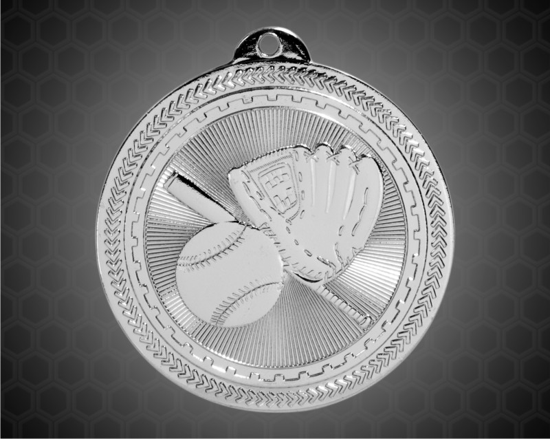 2 inch Silver Baseball Laserable BriteLazer Medal