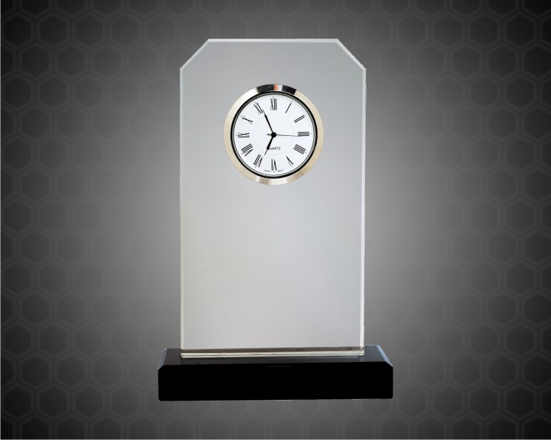 7 1/2 inch Jade Glass Clock with Black Glass Base