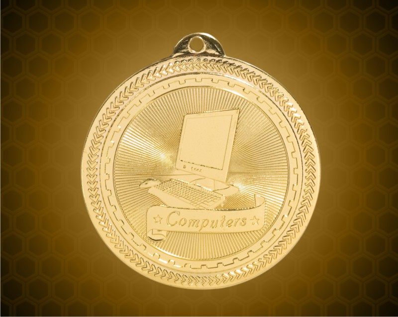 2 inch Gold Computers Laserable BriteLazer Medal