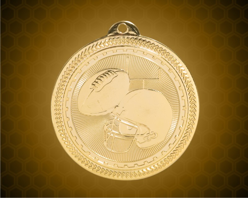 2 inch Gold Football Laserable BriteLazer Medal