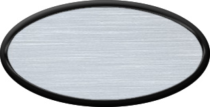 Blank Oval Plastic Black Nametag with Brushed Silver