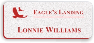 Textured Plastic Nametag: White with Red - 822-246