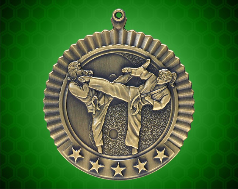 2 3/4 inch Gold Female Karate Star Medal
