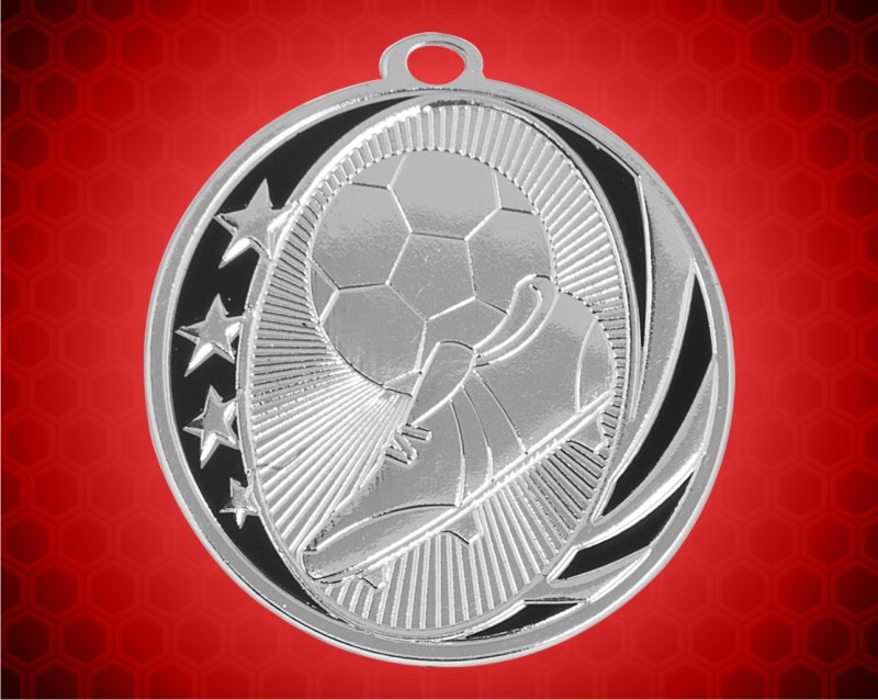 2 inch Silver Soccer Laserable MidNite Star Medal