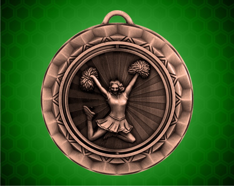 2 5/16 inch Bronze Cheerleader Spinner Medal