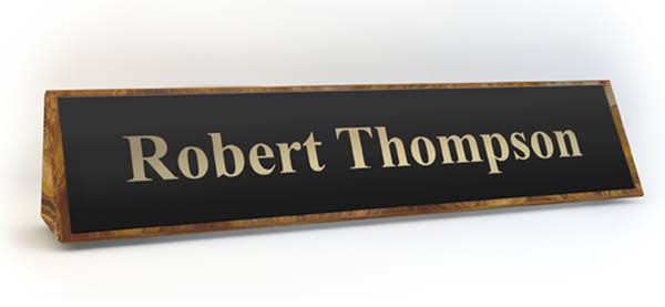 Molten Lava Onyx Marble Desk Plate - Black Name Plate