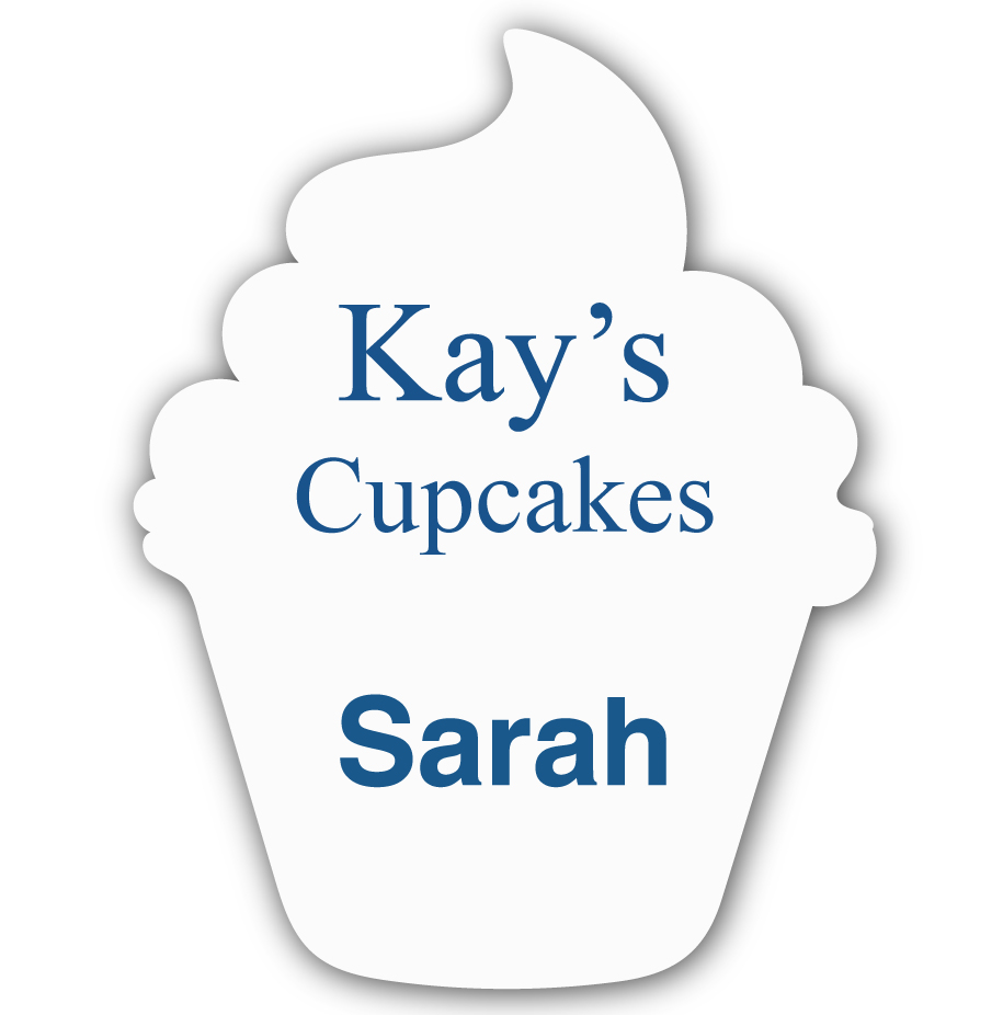 Smooth Plastic Cupcake Shape Name Tag - 3 x 2.26 inches