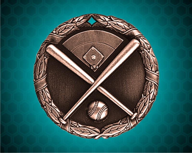 1 1/4 inch Bronze Baseball XR Medal