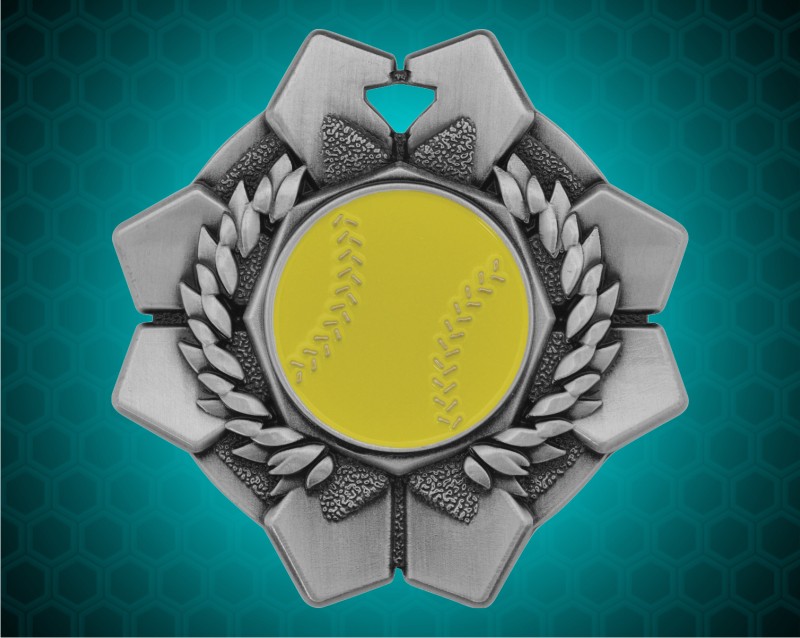 2 inch Silver Softball Imperial Medal