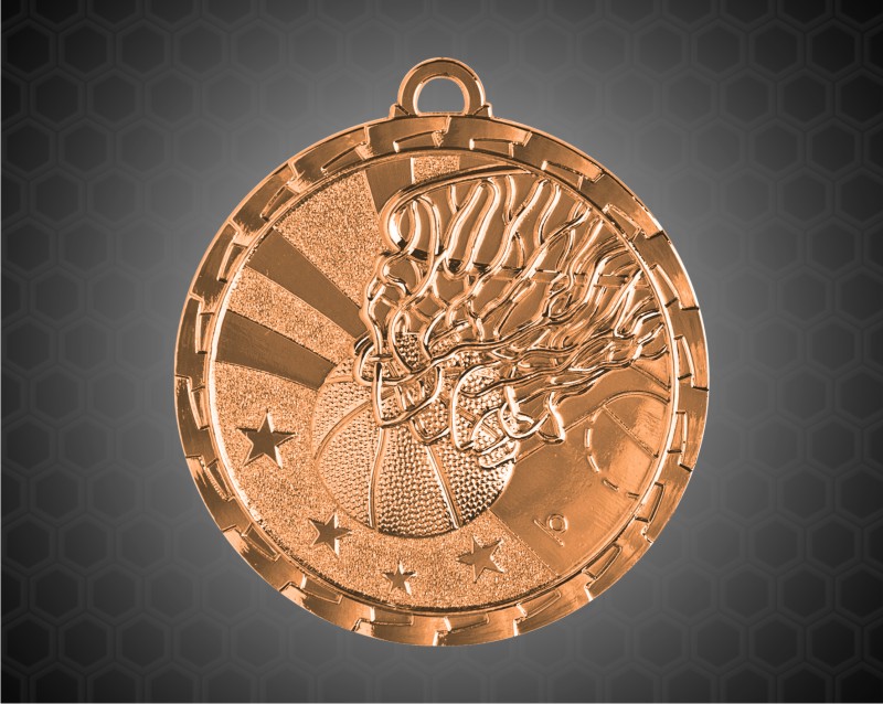 2 Inch Bronze Basketball Bright Medal