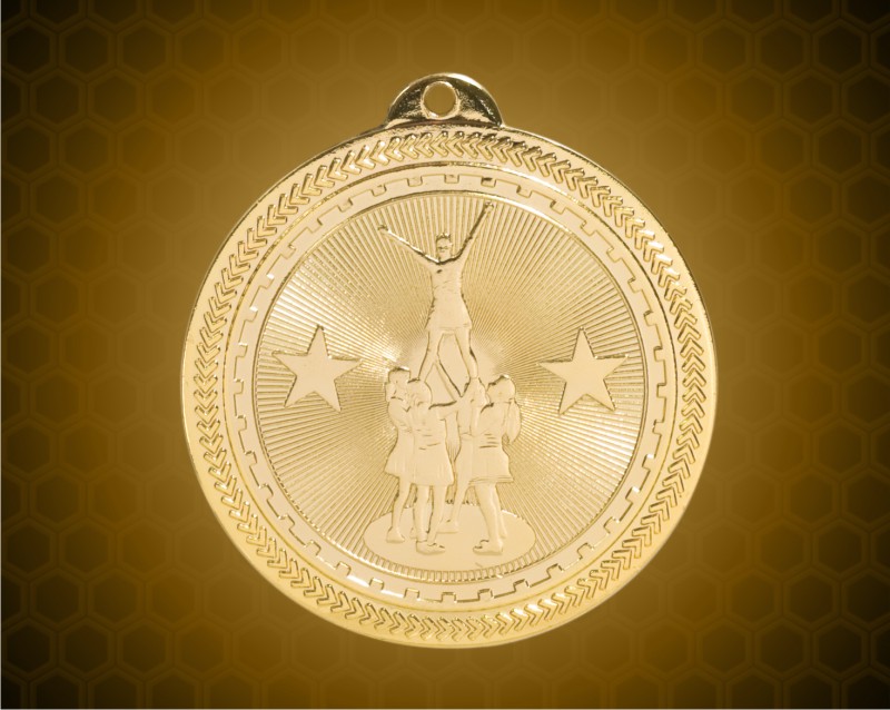 2 inch Gold Competitive Cheer Laserable BriteLazer Medal