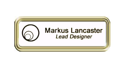 Framed Name Tag: Gold Plastic (rounded corners) - White Metal Insert