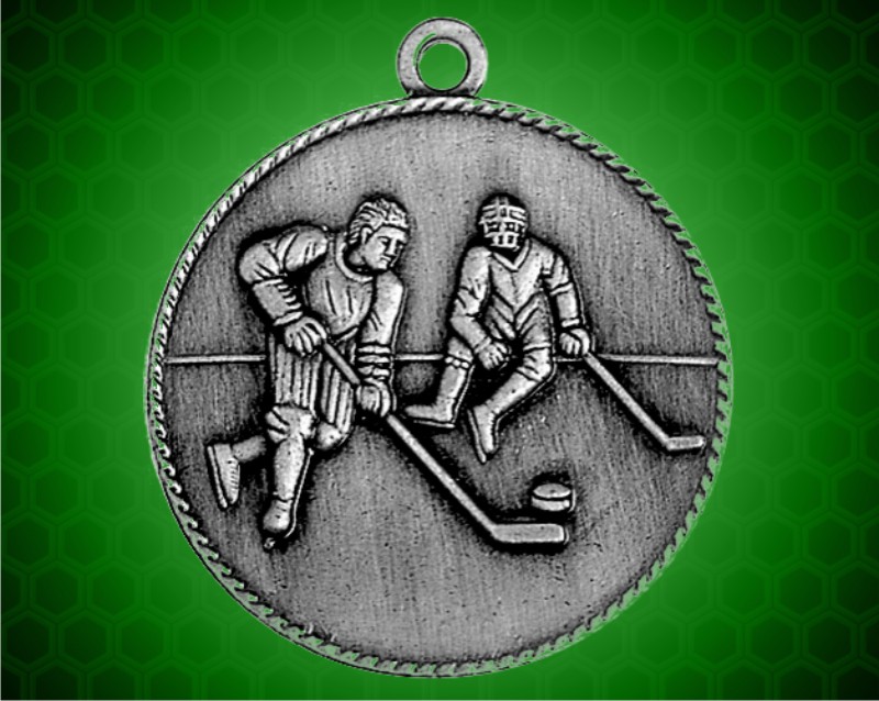 1 1/2 inch Silver Hockey Die Cast Medal