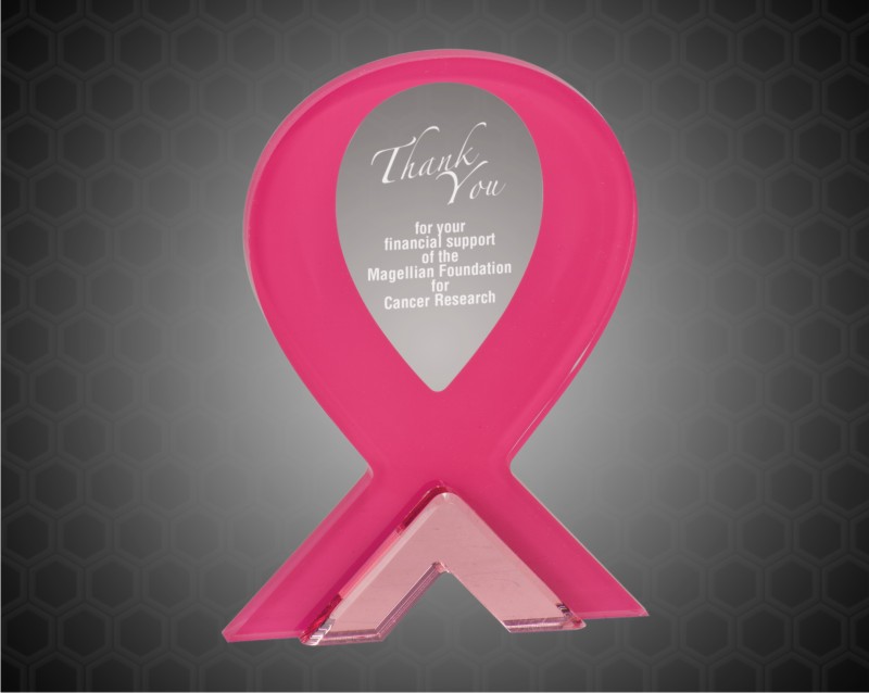 7 Inch Pink Ribbon Stand Up Acrylic