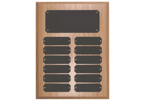 9 x 12 Inch Oak Finish Completed Perpetual Plaque (12 Plates)