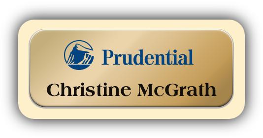 Metal Name Tag: Shiny Gold Name Tag with an Antique Ivory Plastic Border