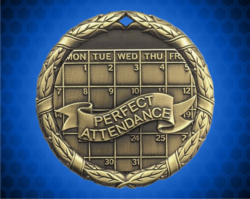 1 1/4 inch Gold Perfect Attendance XR Medal