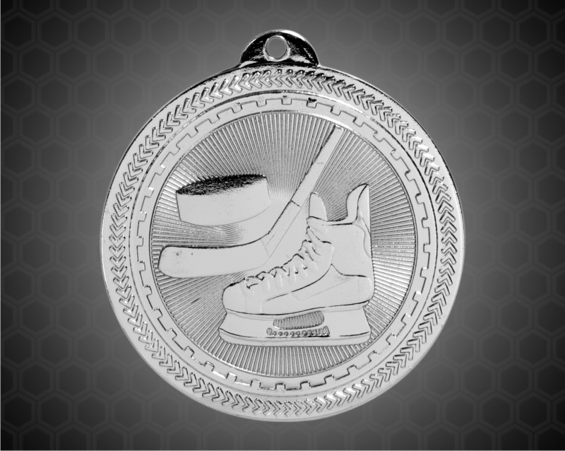 2 inch Silver Hockey Laserable BriteLazer Medal