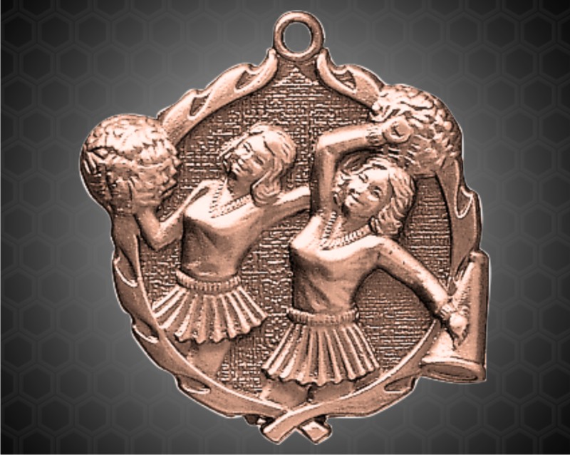 1 3/4 inch Bronze Cheer Wreath Medal