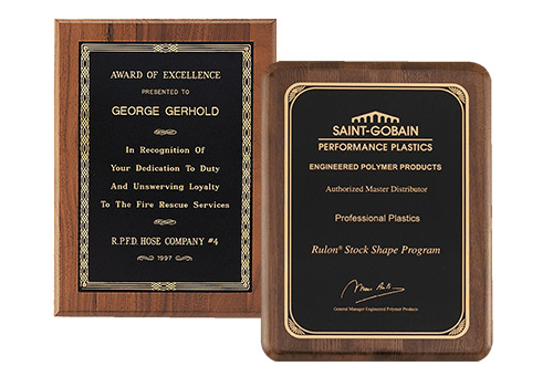 Walnut Finish Plaques with Florentine Border