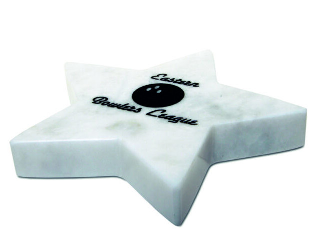 3/4 x 5 x 5 Inch White Marble Star Paperweight