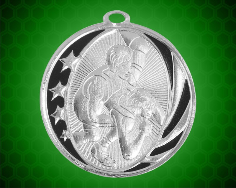 2 inch Silver Wrestling Laserable MidNite Star Medal