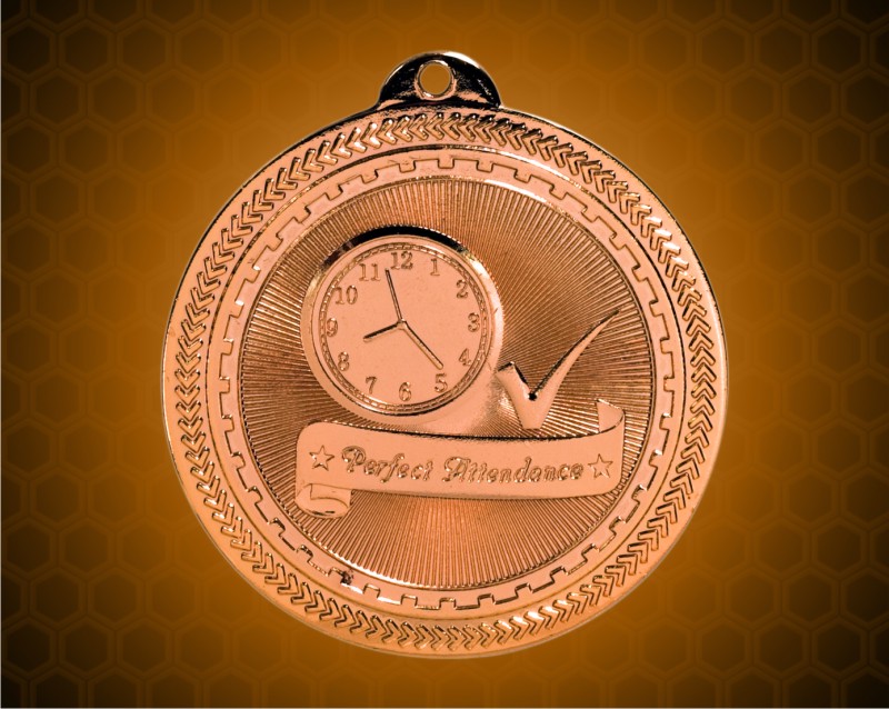 2 inch Bronze Perfect Attendance Laserable BriteLazer Medal