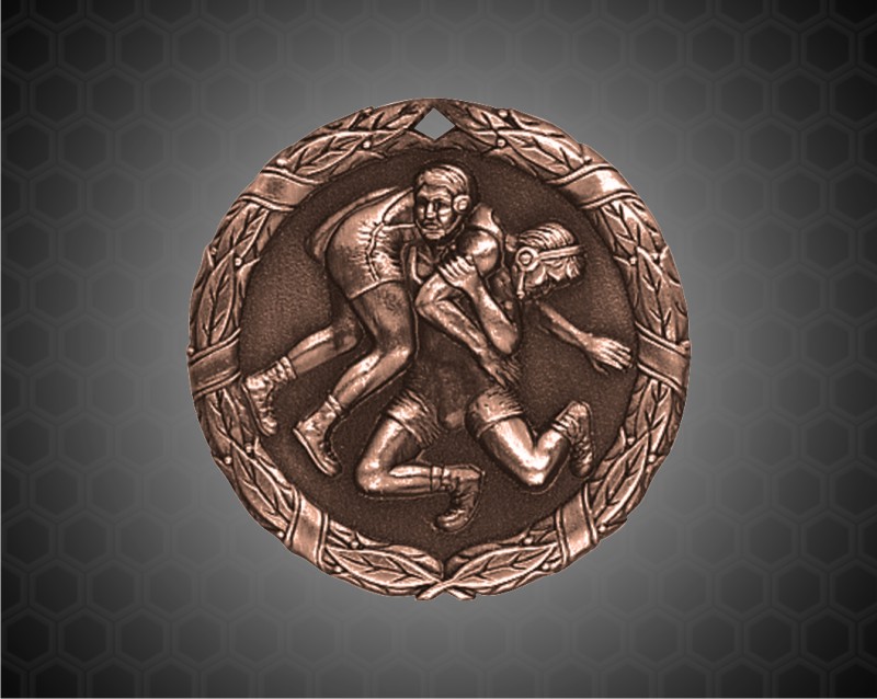 2 inch Bronze Wrestling XR Medal