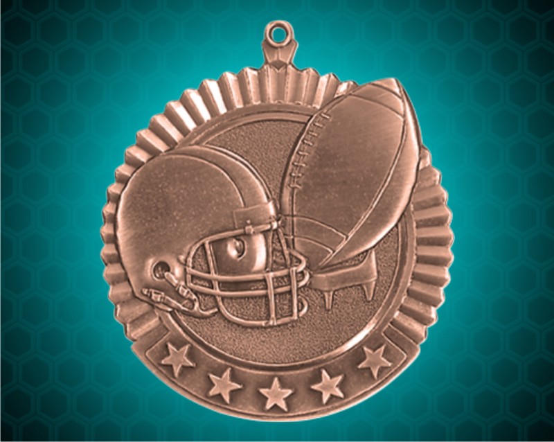2 3/4 inch Bronze Football Star Medal