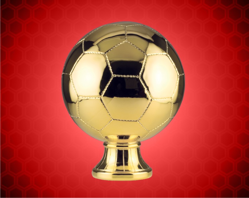 5 1/2 Inch Gold Metallized Soccer Ball Resin