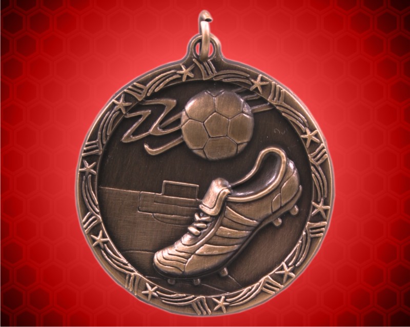 1 3/4 inch Bronze Soccer Shooting Star Medal