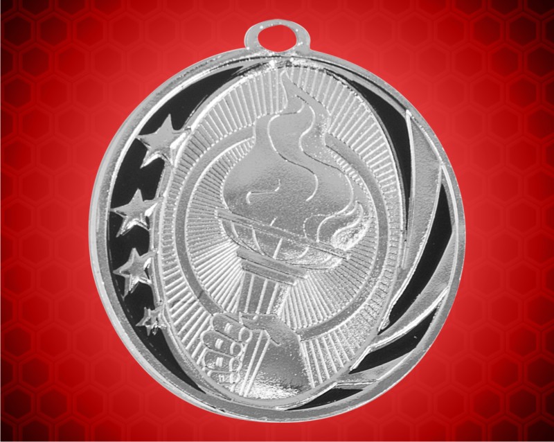 2 inch Silver Torch Laserable MidNite Star Medal