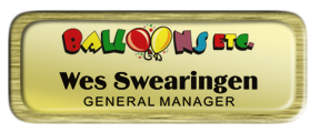 Metal Name Tag: Shiny Gold with Brushed Gold Metal Border