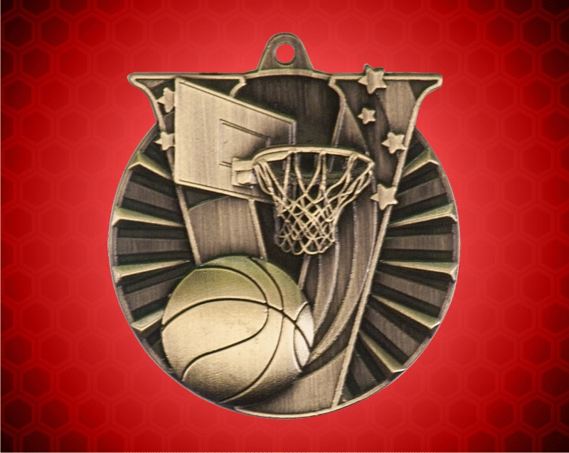 2 inch Gold Basketball Victory medal