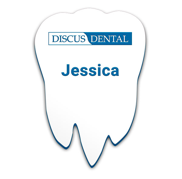 Smooth Plastic Tooth-Design1 Shape Name Tag - 1.8 x 1.3 inches
