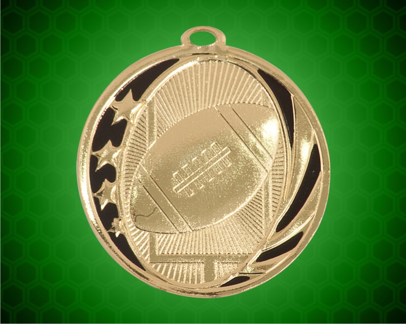 2 inch Gold Football Laserable MidNite Star Medal